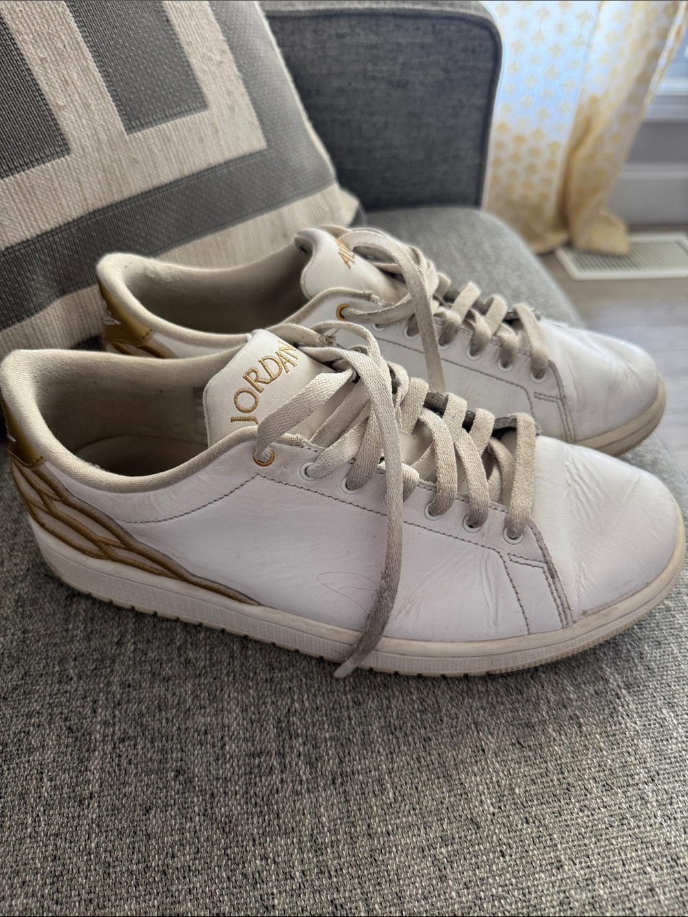 Air Jordan White & Gold Low-Top Sneakers